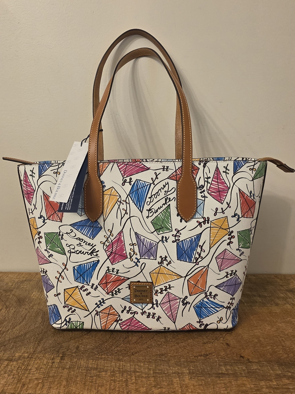Dooney & Bourke White Multi Kite Print Tote Bag